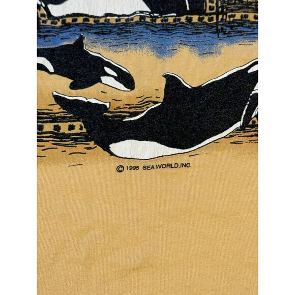 1995 Sherry's Best Sea World Tee Size XL T-Shirt Yellow Made In USA Vacation VTG - Picture 3 of 10